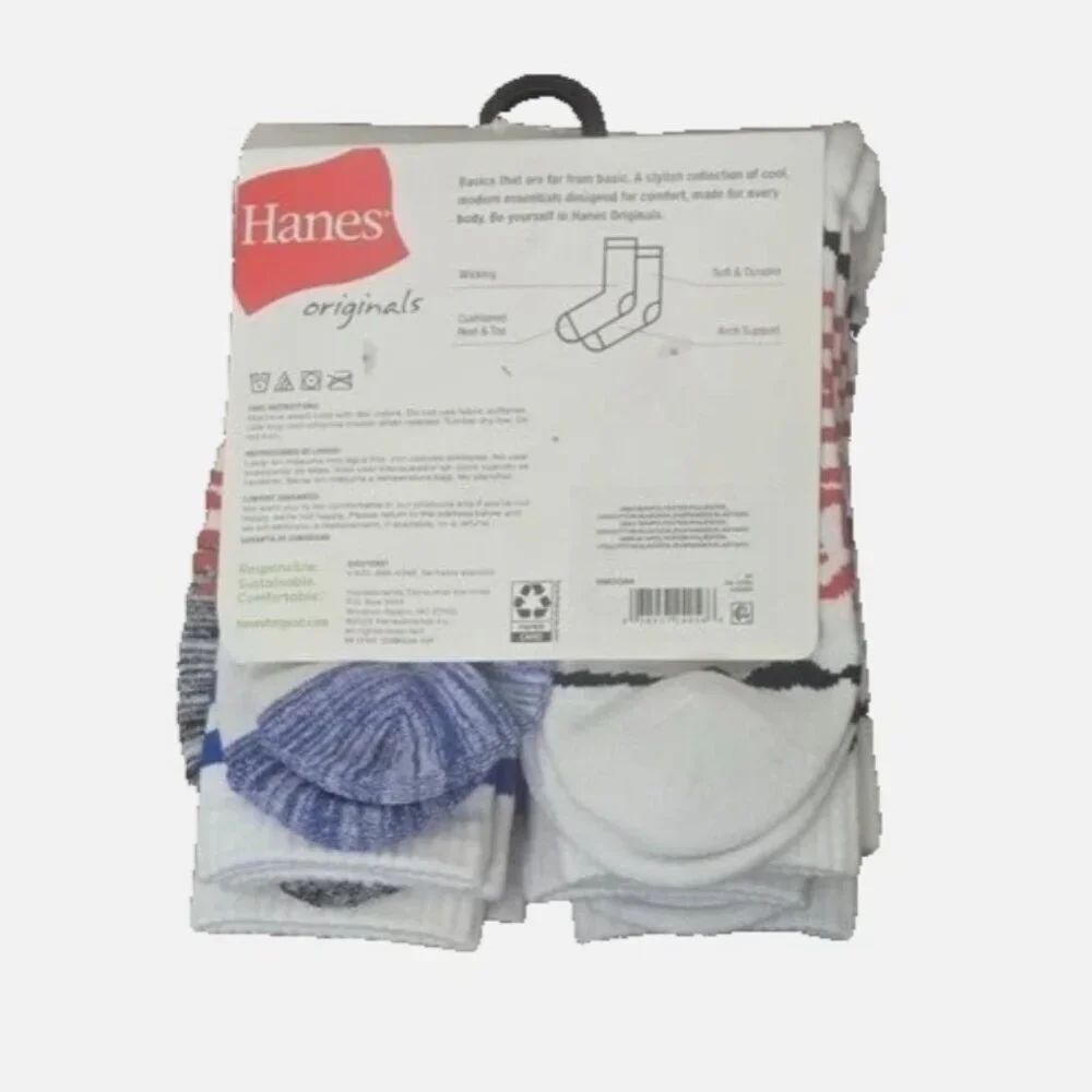 Hanes Men's 6 Pack Crew Socks White NIP